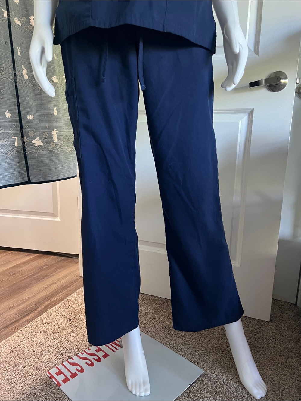 SB Scrubs Navy Straight-Leg Drawstring Scrub Pants For Women Size XS